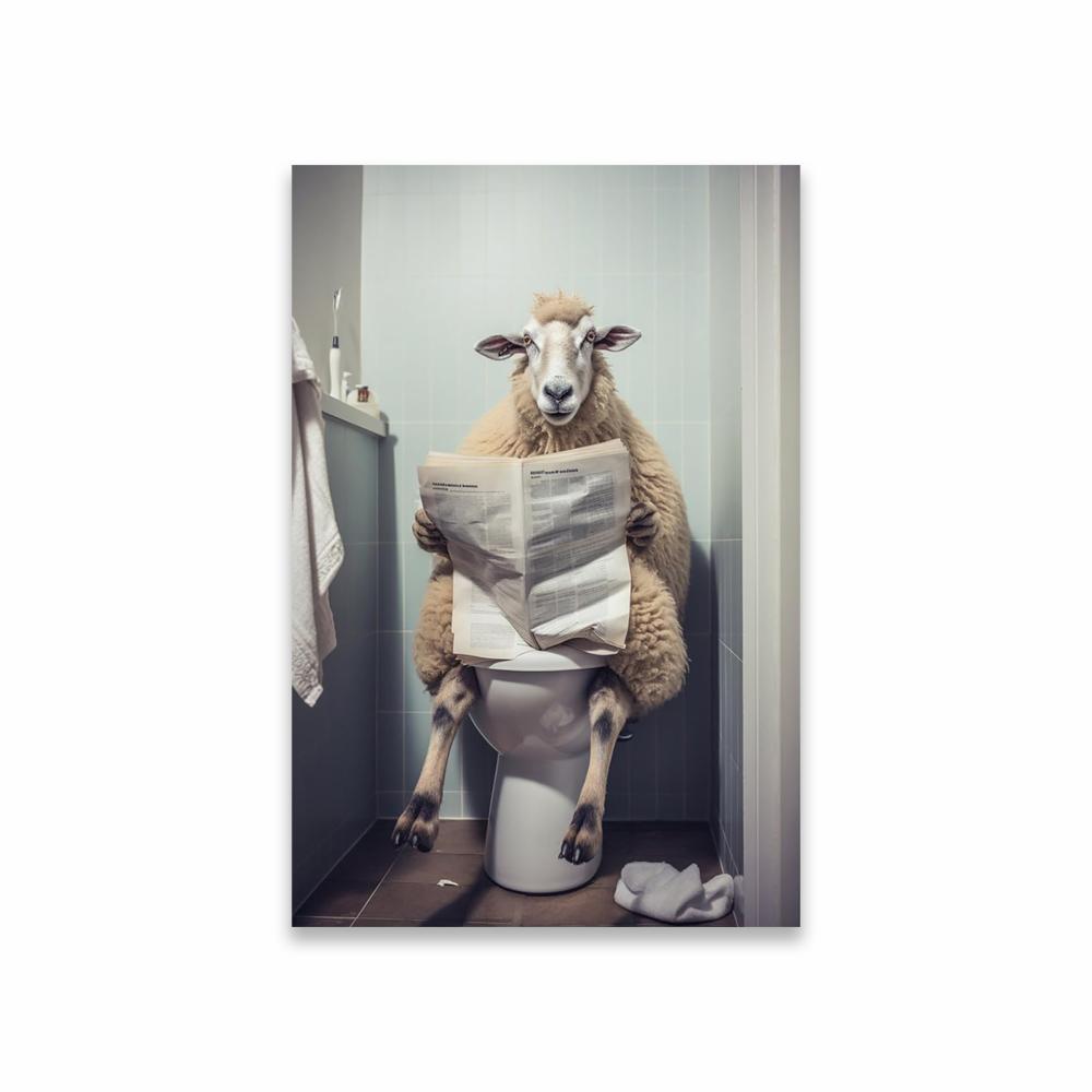 Lustige Nette Tierkunst Poster Tier Hund Katze Wandkunst Drucke Lustige Badezimmer Wanddekoration Leinwandbild Moderne Toiletten Dekoration
