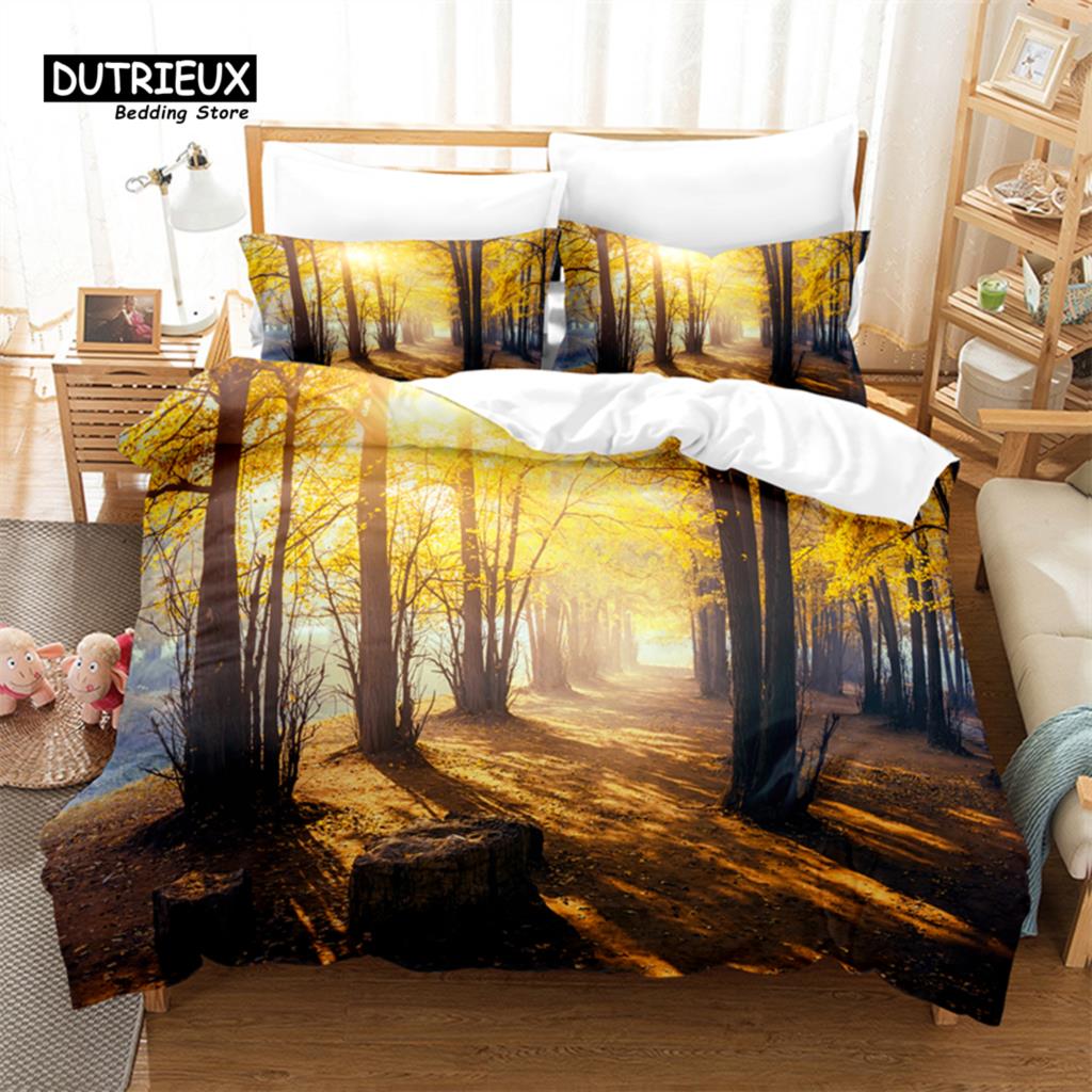 Cactus and Woods Duvet Cover Set, Fashion Bedding Set, Soft Comfortable Breathable Duvet Cover, For Bedroom Guest Room Decor