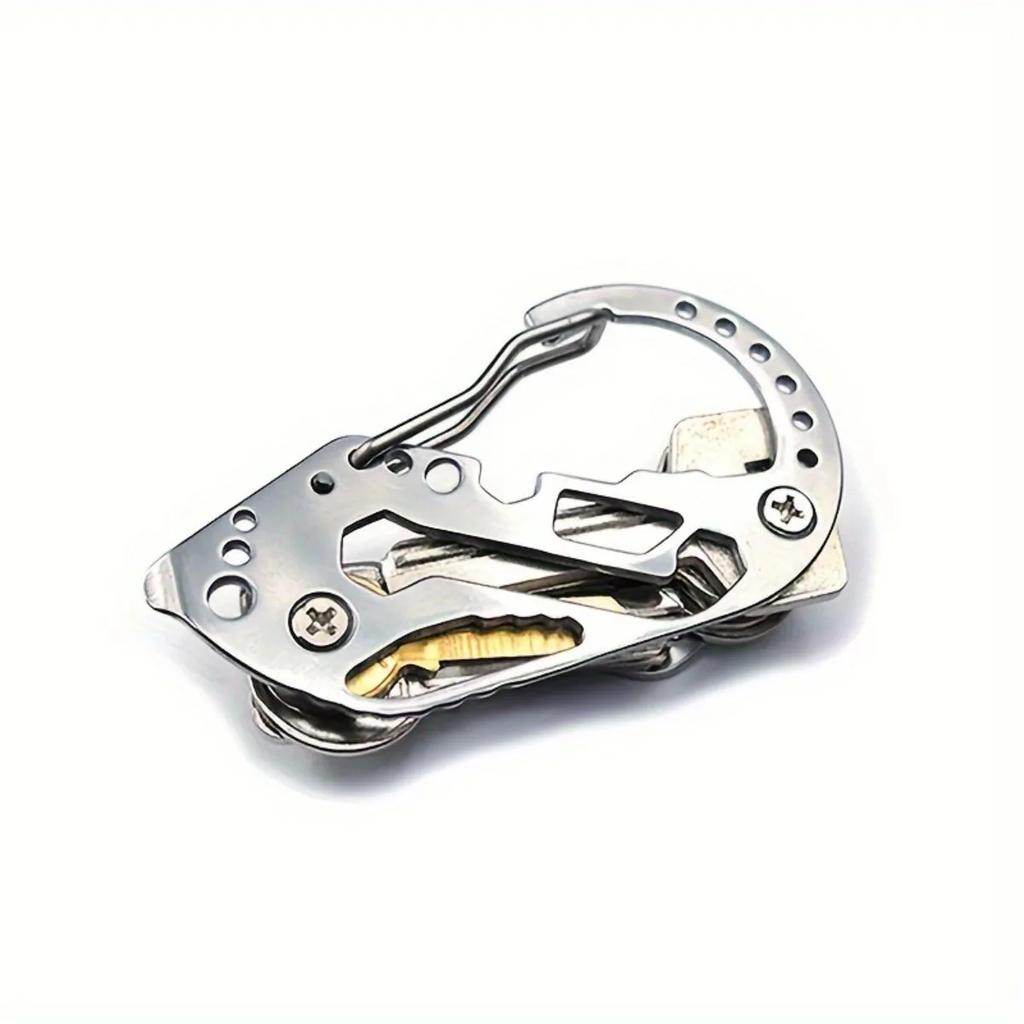 1 stainless steel multi-tool keychain with a screwdriver and bottle opener—the perfect choice for camping gear