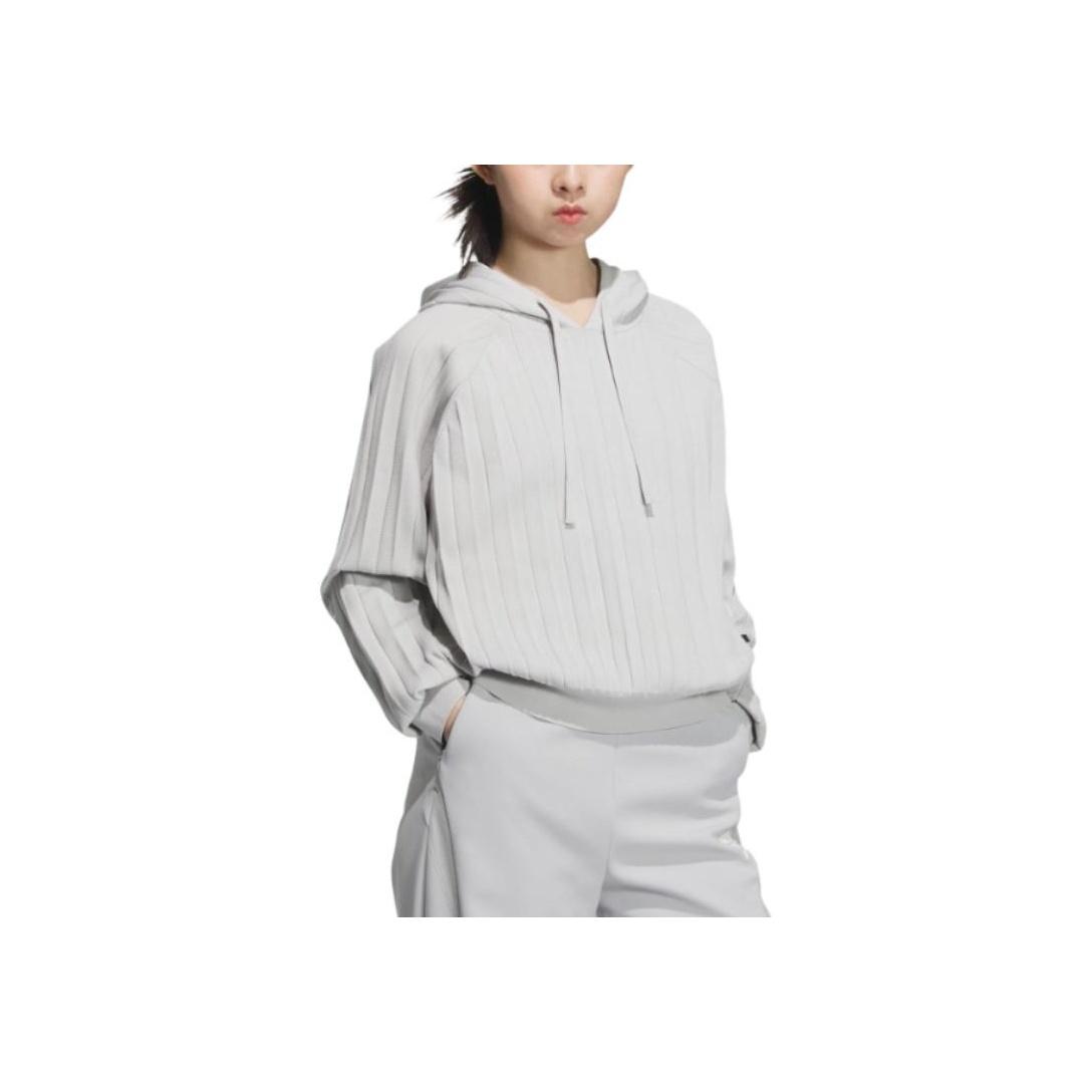 

Adidas Casual Sports Series Striped Loose Short Hooded Pullover Long Sleeve Sweatshirt Women Sweatshirt Light-Gray JM4253 XL