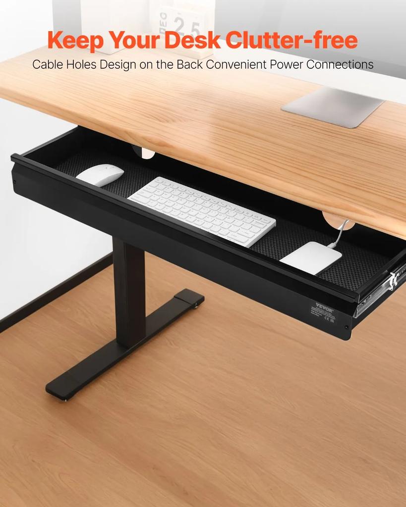 VEVOR 33" Wide Under Desk Drawer Slide Out, Under Desk Mounted Pull-out Drawer Attachment, Hidden Desktop Storage Organizer