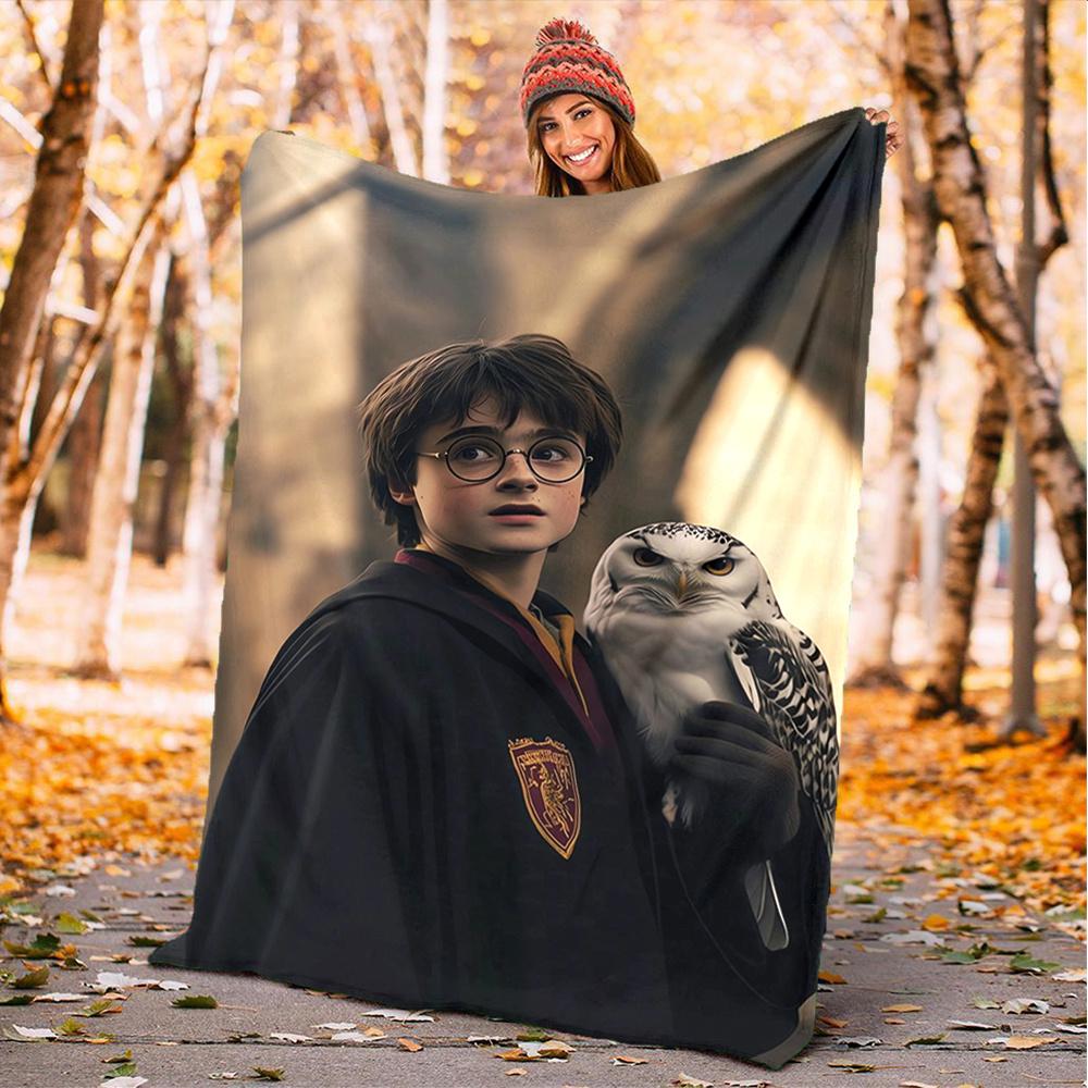 

1pc Harry Potter, Owl, Hogwarts Digital Printed Flannel Blanket, Super Soft Plush Fleece Bed Cover, Multipurpose Four Season Blanket for Sof 150x180cm