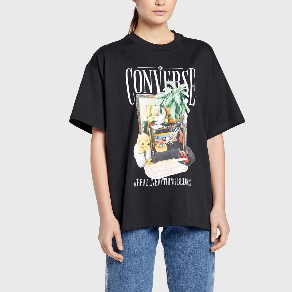 Converse T Shirts Unisex Black Crew Neck Moderate 10023785-A04
