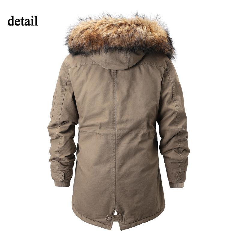 Giacca parka foderata in pile da uomo, giacca imbottita con cappuccio, calda giacca invernale antivento spessa con tasche, giacca a vento, cappotti tattici per uomo
