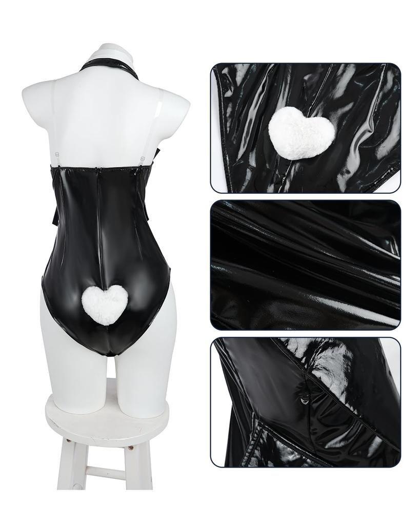 Bunny Girl Plus Size Bunny Black and White Cute and Sexy Halloween Costume for Events and Photo Shoots and White Uniform Size [Excellent Quality]
