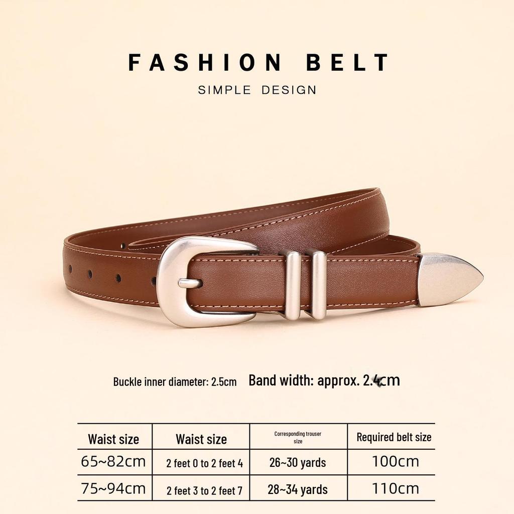 Women's High-End Genuine Leather Belt, Cowhide Design, CleanFit Niche
