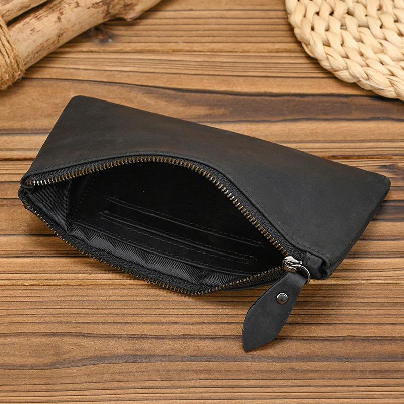 Vintage Leather Phone Wallet For Men Women Genuine Leather Clutch Purse Key Wallet Single Zipper Coin Purse Female Male Pen Case