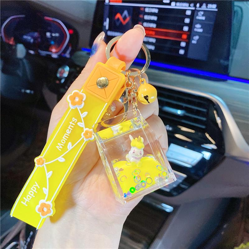 Lila Stern Flüssiger Treibsand Schlüsselanhänger mit Kirschblüten Öl-gefülltem Anhänger - Niedlicher 3D Rucksackanhänger für Frauen