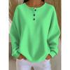 Plus Size Women Waffle Knit Long Sleeve Top, Solid Color Henley Neck Button Loose Pullover, Ladies Casual Daily