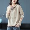 Knitted Hoodie Women's Spring and Autumn Solid-color Short Knitted Sweatshirt Hooded Zipper Sweater Cardigan Baseball Jacket