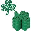 24 Pack St. Patrick's Day Drink Coasters Shamrock Felt Cup Mat Pad Hollow Clover Table Coaster for Desktop Protection and Holiday Kitchen Tabletop