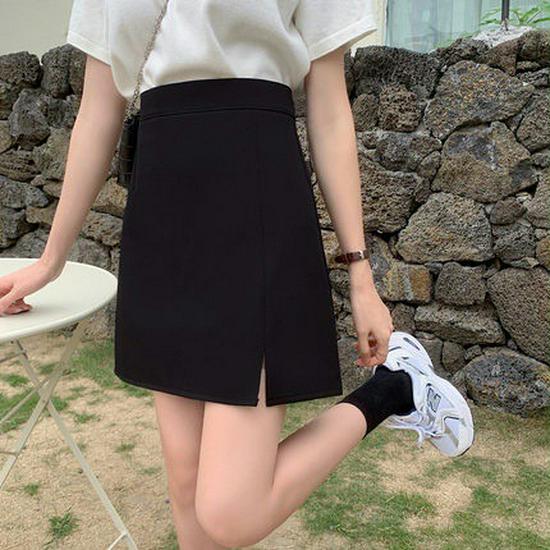 

Детская черная миди-юбка А-силуэта большого размера - С высокой талией, стройнящая, лето 2024, с разрезом, облегающего кроя. 3XL