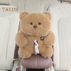 Cute Bear Car Tissue Box & Trash Can 2-in-1 Plush Multi-Functional Organizer Universal Auto Interior Decor for SUV Truck Van
