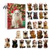 Holiday Countdown Gift Box 24 Day Cat Advent Calendar with Acrylic Christmas Ornaments, 2D Flat Animal Themed Ornaments Hanging Decorations, Xmas Tree