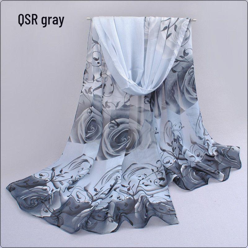Women's Floral Silk Scarf: Spring & Autumn Sun Protection