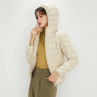 Winter Damen Daunenjacke mit Kapuze Leichte Kurze Übergröße Leichte weiße Entendaunenjacke