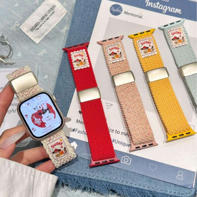 Dachshund Dog Magnetic Starp for Apple Watch 38 40mm 41 42 44 45 46mm 49mm Elastic Weav Watch Band for IWatch S10 9 8 7 6 5 4 SE