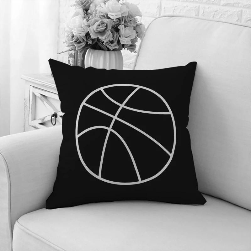 Kissenbezug I Love Basketball Sofakissenbezug Beidseitig bedruckt Kurzer Plüsch Stuhl Lendenwirbelstütze Bett Schlafkissen 50x50