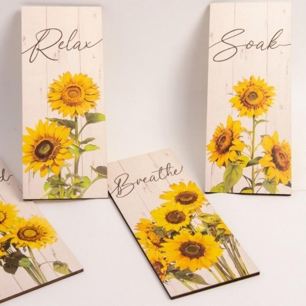 Handmade Wooden Floral Artwork Modern Wall Decor Plate Sunflower Hanging Sign  Home Office Decor