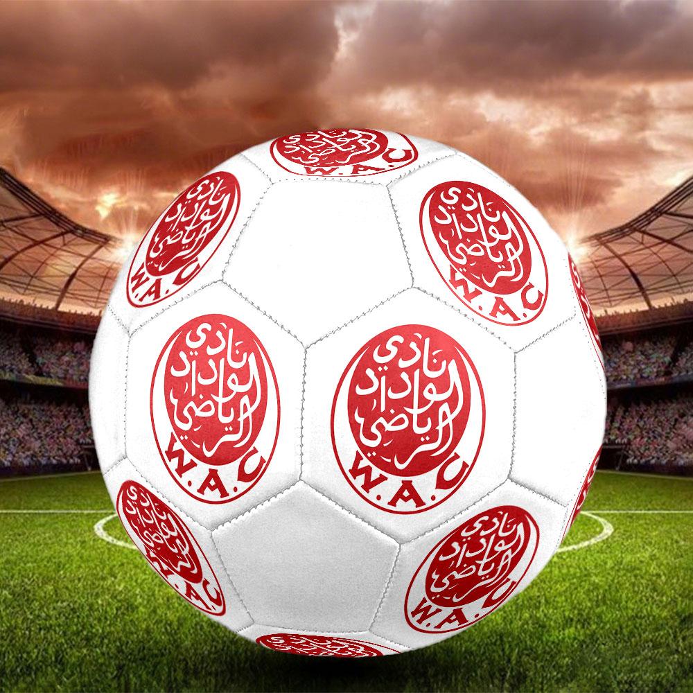 Wydad AC Size 5 Soccer Ball, Machine-Stitched PVC, Durable & High Bounce, All Ages Fit, Fan Merchandise, Matches & Outdoor Use.