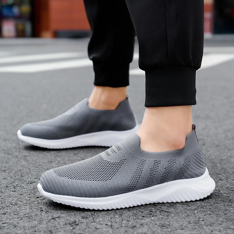 Fashion Women's Slip-On Flat Bottom Shoes Breathable Mesh Upper Cross-Border Knitted Casual Footwear Low Heel Non-Slip Comfortable
