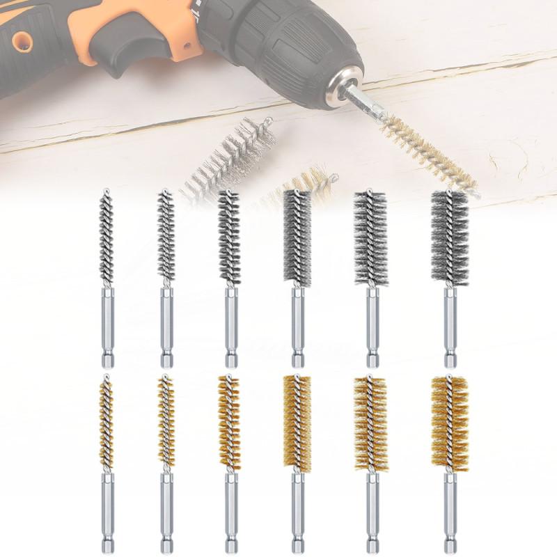 Steel Electric Stainless Drilling Brushes Wire Pipe Brush Hexagonal Rod Cleaning