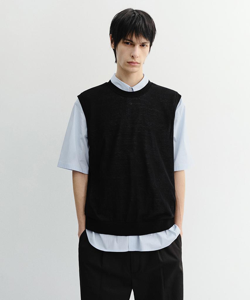 Deonseuteupomaen Sheer Layering Knit Vest_Unisex_Udsw6B131_Black