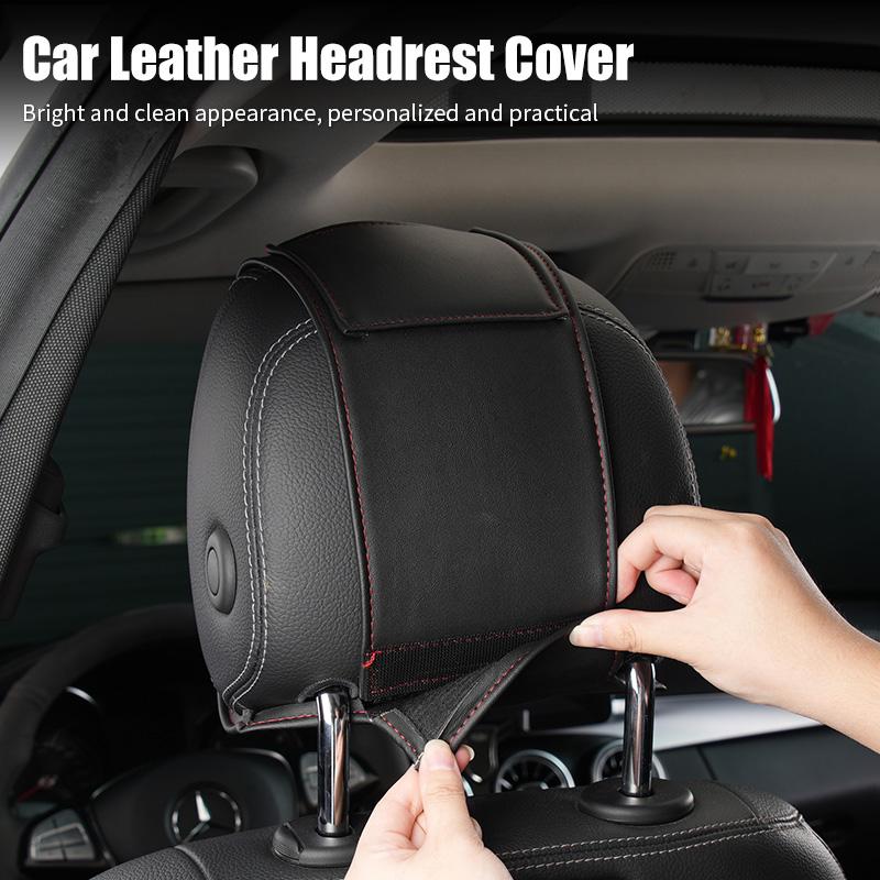 Leather Car Headrest Anti Dirty Protective Cover For VW Tiguan CC Jetta Polo Golf Passat Scirocco T-ROC TouaregNO4