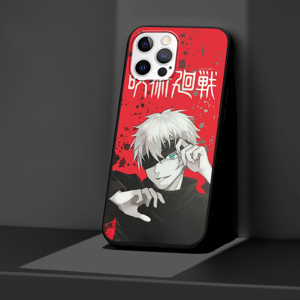 Anime Jujutsu Kaisen Case for iPhone 14 11 13 Pro Max 12 Mini XR 7 8 Plus SE 2020 XS 6 6S + Coque Black Soft Phone Bag Cover