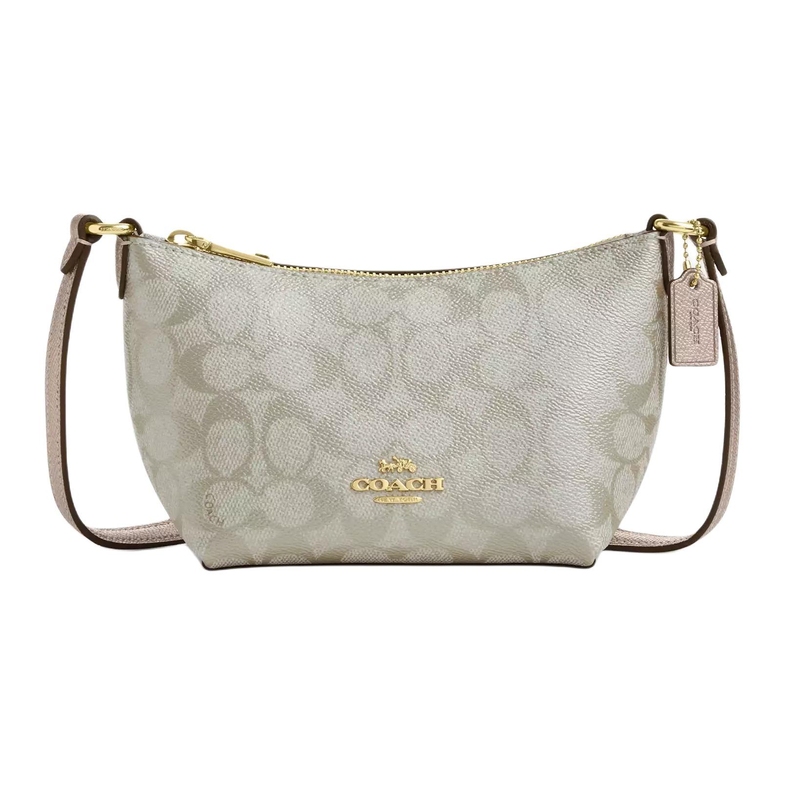 

Coach Zip Top Crossbody 15 Classic Monogram Zipper Closure Coated Canvas Mini Bag Women crossbody bag Champagne CW338-IMXB8 Basic Set (Bag+Dust Bag)