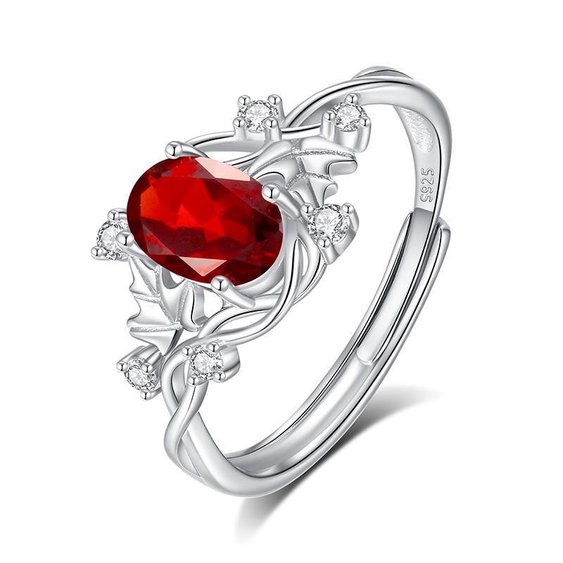 

Natural amethyst colored treasure ring women s S925 silver inlaid citrine garnet egg ring couple gift