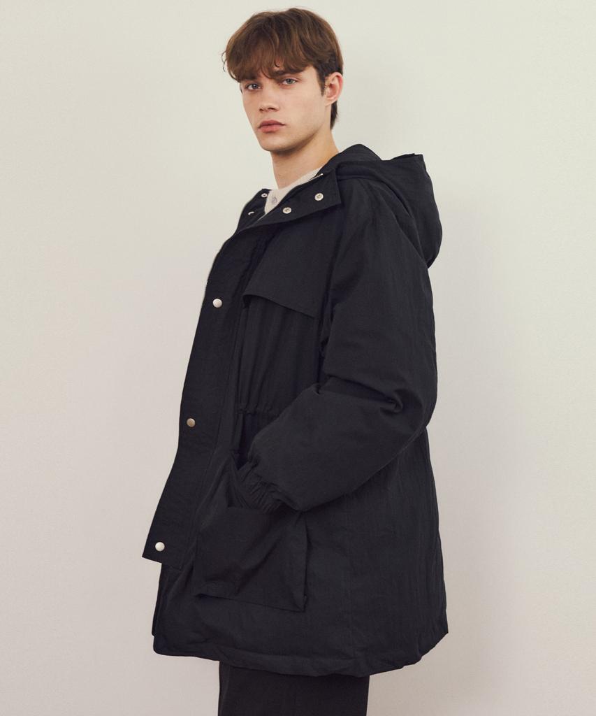 Wednesday Oasis Aerie Comfort Hooded Padded Jacket_Black
