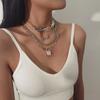 Accessories, Punk Hip Hop Knotted Chain Flame Necklace, Fashion Alloy Lock Pendant Necklace Women