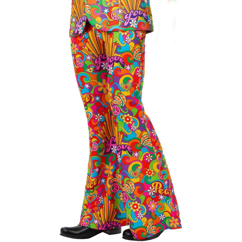 Smiffys Mens Rainbow Peace Costume Flared Trousers