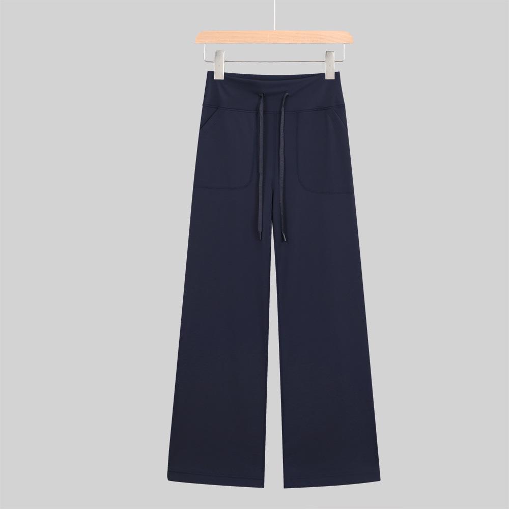 Lulu-Inspired High Waist Yoga Pants - Drawstring Straight Leg with Loose Drape for Casual Sports