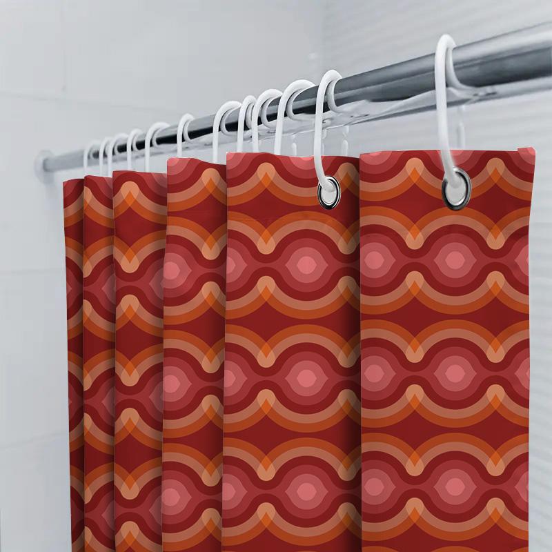 Vintage Style Shower Curtain Retro Red Pattern Waterproof Decorative Bath Mat Room Decoration For Home Bathroom Accessories In S