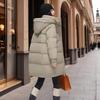Down Padded Jacket Women's Mid-length Autumn and Winter Hooded Thick Jacket Loose Bread Jacket Padded Jacket