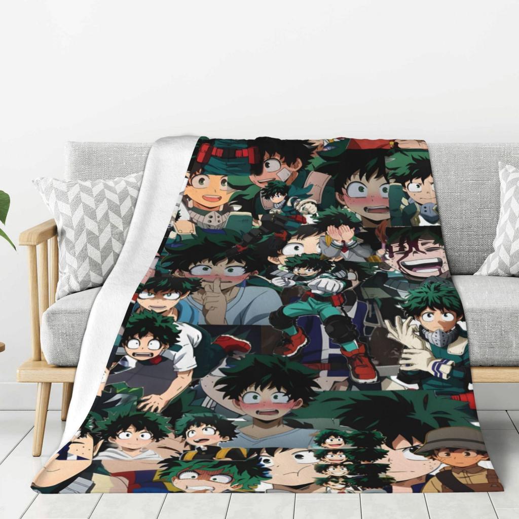 My H-hero Academia Cartoon Printed Blanket Warm Flannel Blankets Soft and Comfortable Blanket Home Travel Blanket Birthday Gift