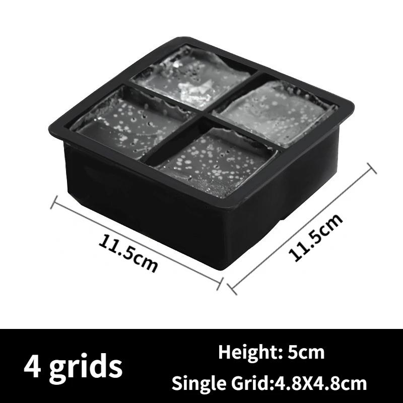 

Large Square Silica Gel Ice Cube Mold 4/6/8/15 Grid Reusable Ice Tray DIY Cocktail Ice Maker for Home Kitchen Bar