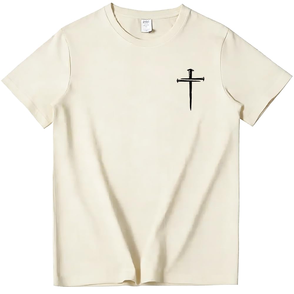 Three Nails Cross T-Shirt God Christian Faith Jesus Shirt Casual Crew Neck Short Sleeve Graphic Tee Tops