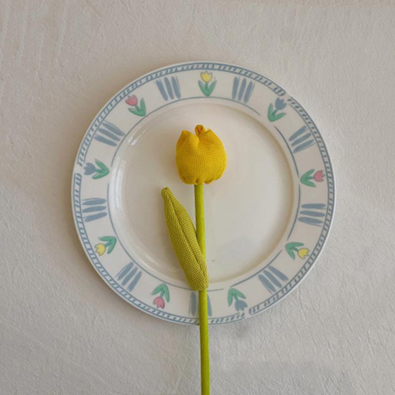 

1/4 шт. одиночный лист тюльпана одиночный цветок декоративный цветок домашний декор тканевый цветок подарочные букеты 23 см жёлтый