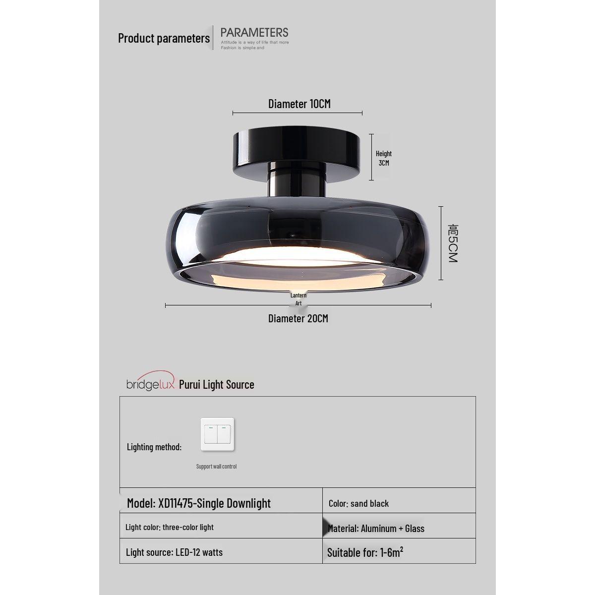 

Итальянский минималистичный стеклянный потолочный светильник 2025 года для прихожей, балкона или фойе