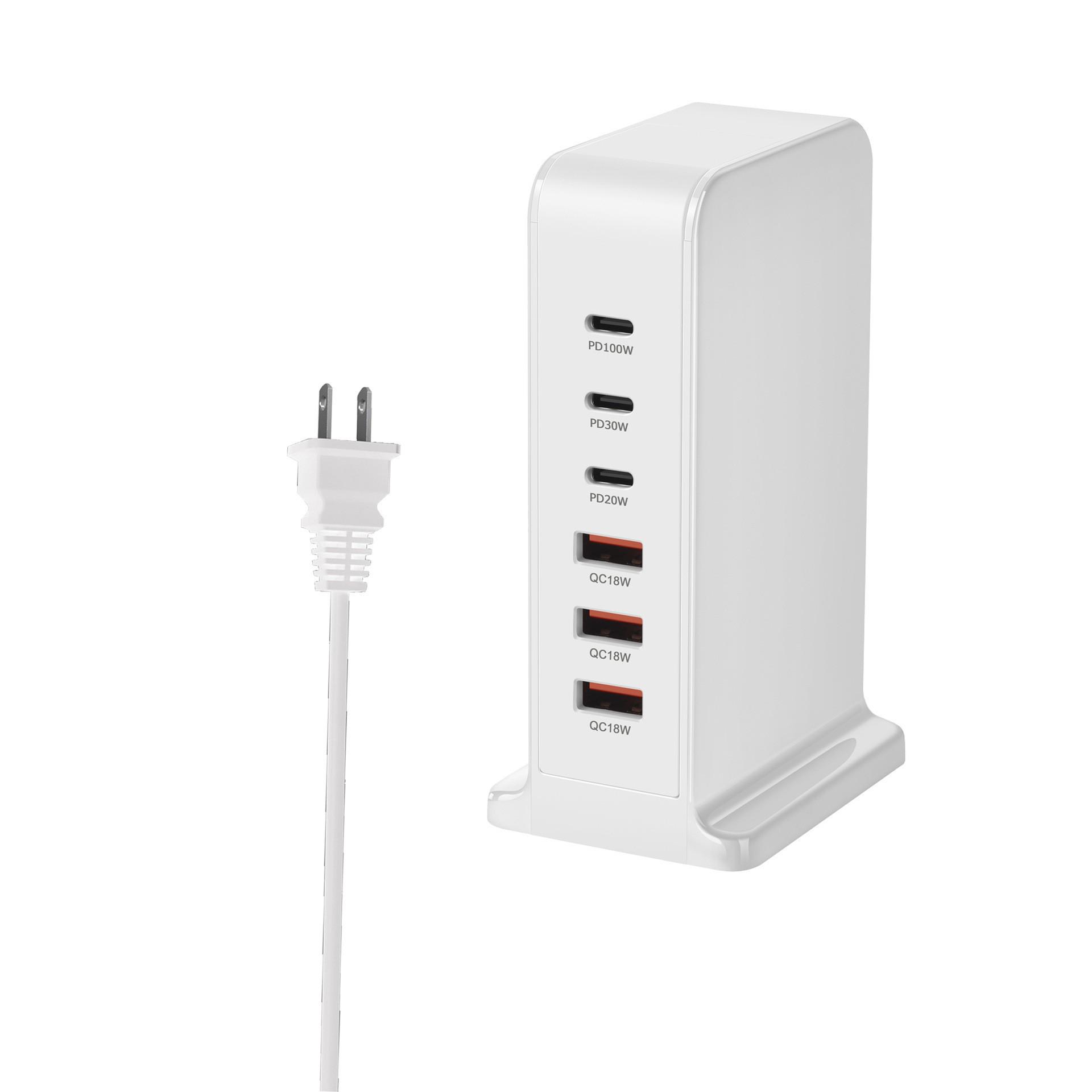 

168W 6-Port High Power USB-C Charger with International Plug Adapter