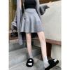 High Waisted Loose A-line Pleated Short Skirt Solid Color Knitted Half Skirt for Women