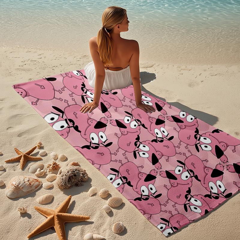 proof beach towel with a Courage the Cowardly Dog2 pattern - soft,absorbent,quick-drying,machine washable - perfect for swimming,camping,bathing