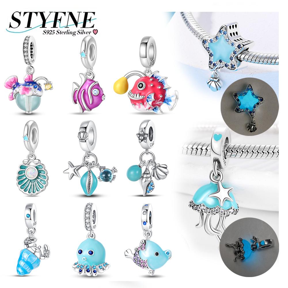 Charms Plataocean Luminous Series Beads For Charms Copper Bracelet Beads Jewellery Making Women'S Gift