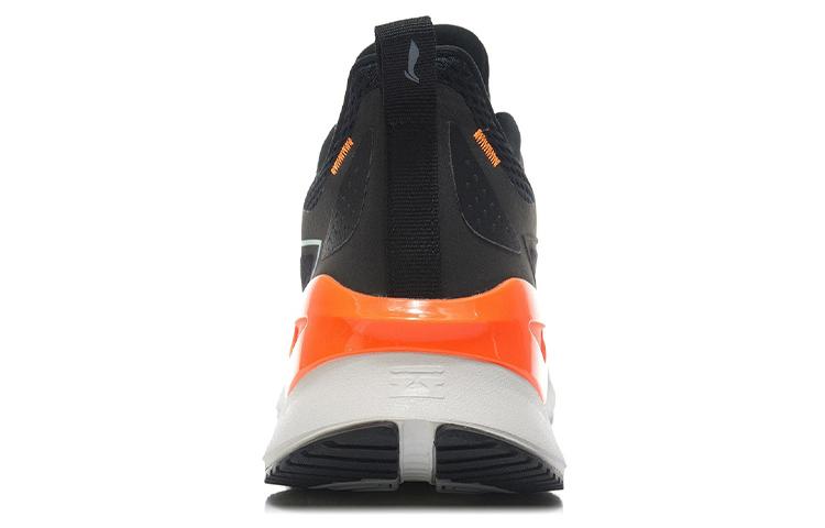 Li Ning YueYing Element Textile, Synthetic Leather Cushioning Rebound Low Top Running Shoes Men's Black Orange ARHR223-4
