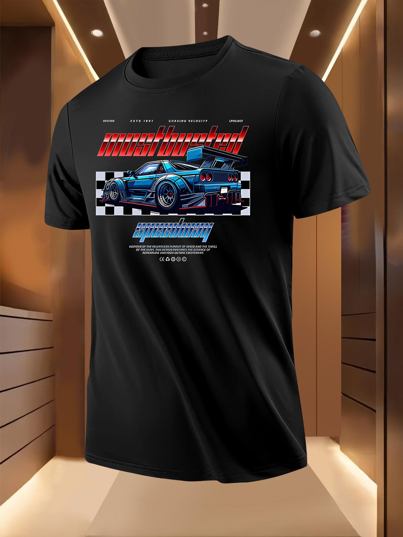 Racing Car Graphic Tshirt - Breathable Lightweight Polyester M