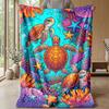 Oceanic Sea Turtles Theme blanket Lightweight Warm Flannel Blanket Decorative Throw Blanket for Home Decoration