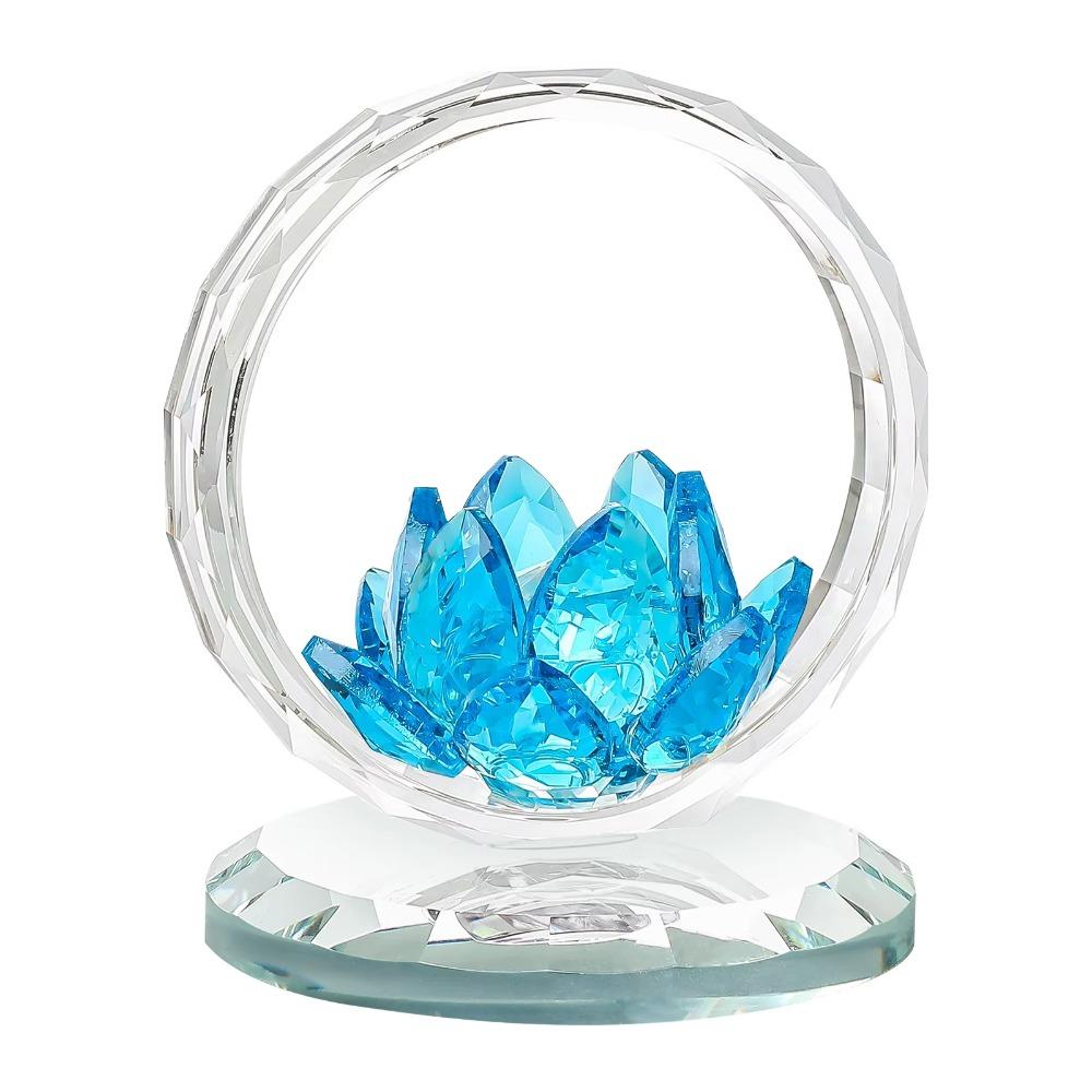 Reflection Effect Lotus Flower Figurine Stable Base Clear Lotus Flower Collectible  Home Decor